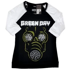 Image of Green Day - Green Mask Ladies Medium T-Shirt - Black,White
