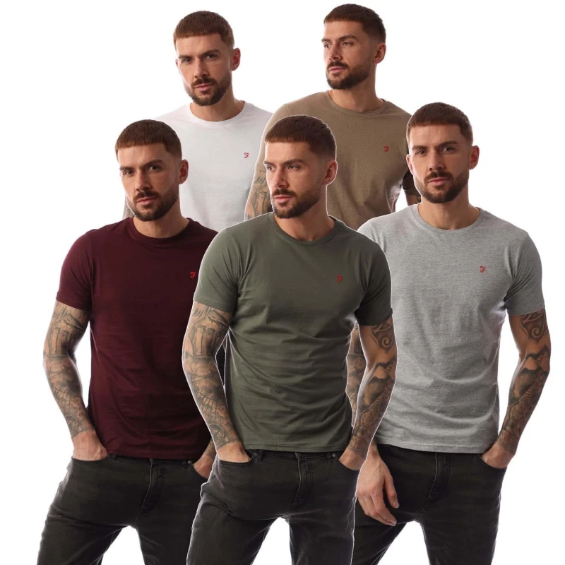 Image of Farah Wardlow 5 Pack Lounge T-Shirts Grey Green male S