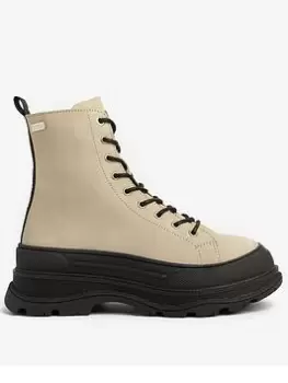 Image of Barbour International Napier Lace Up Chunky Leather Boot - Cream, Size 6, Women