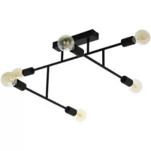 Image of Eglo - Belsiana 6 Lamp Multi Arm Semi Flush Ceiling Light Black