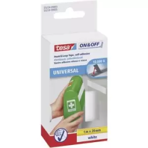 Image of TESA On & Off 55224-03-00 Hook-and-loop tape stick-on Hook and loop pad (L x W) 1000 mm x 20 mm White