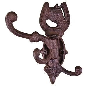 Image of Cast Iron Wall Mounted Rotating Coat Hooks, Horse, 3 hooks