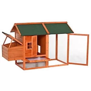 Image of PawHut Chicken Coop Orange, Green 810 mm x 1700 mm x 1100 mm