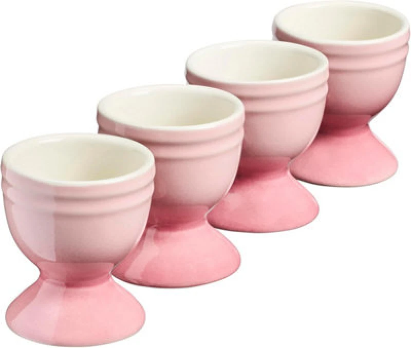 Image of Cooks Professional Set Of 4 Colourful Stoneware Egg Cups - Dishwasher & Microwave Safe - Pink