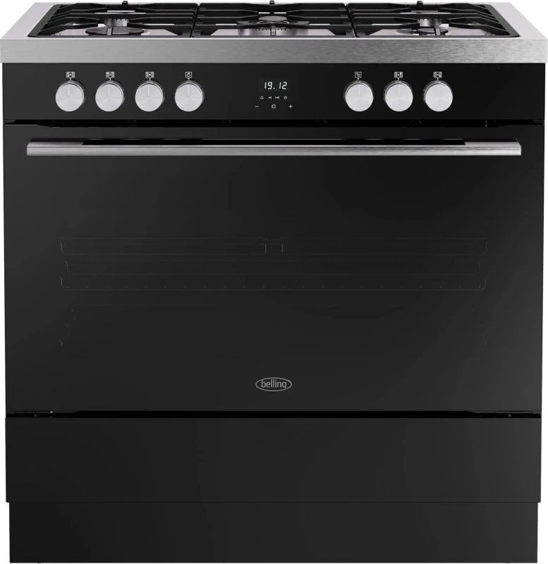 Image of Belling Vision Single Cavity 90cm Dual Fuel Range Cooker - Black & Silver Steel 444412040 Black