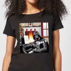 Image of Star Wars Darth Vader Piano Player Womens Christmas T-Shirt - Black - S