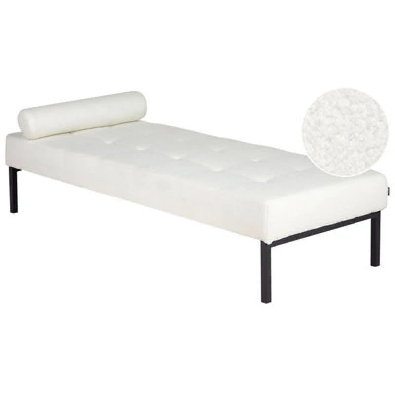 Image of Beliani Chaise Longue Chinon Boucle White