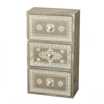 Image of Three Limed Wood Patterned Drawers By Heaven Sends