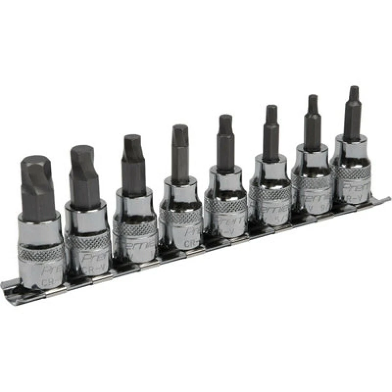 Image of Loops 8pc IMPERIAL Hex Key Socket Bit Set - 3/8" Square Drive Damaged & Stripped Bolts Multi