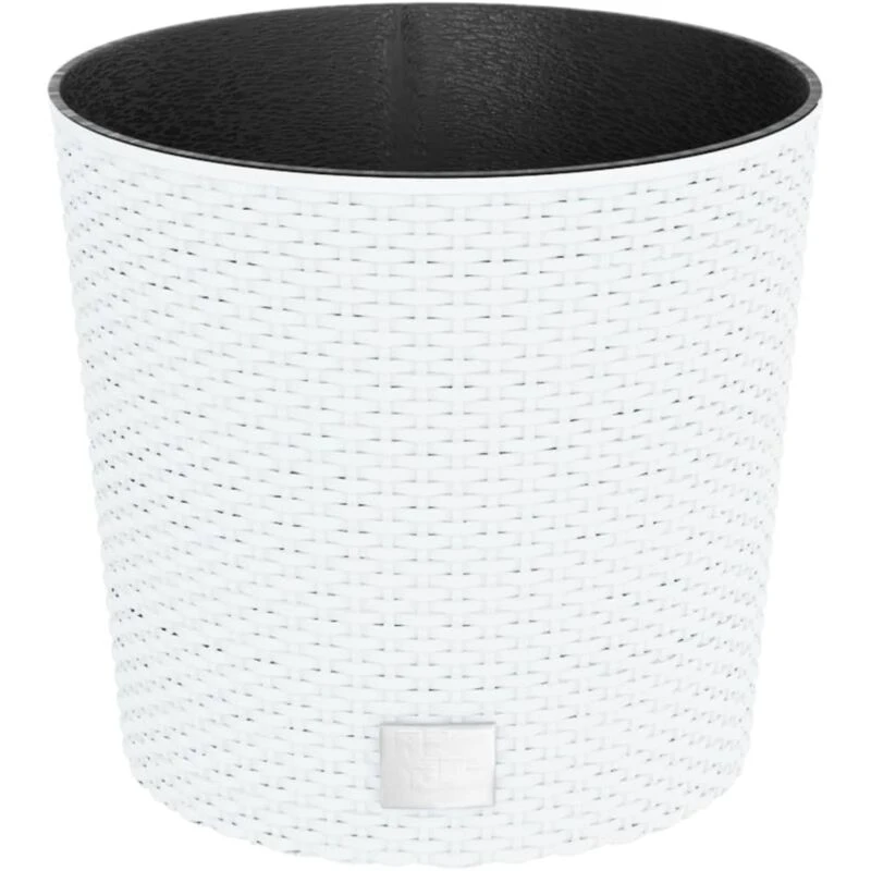 Image of vidaXL Planter w/ Removable Inner White 15/15.3 L PP Rattan, White 364685