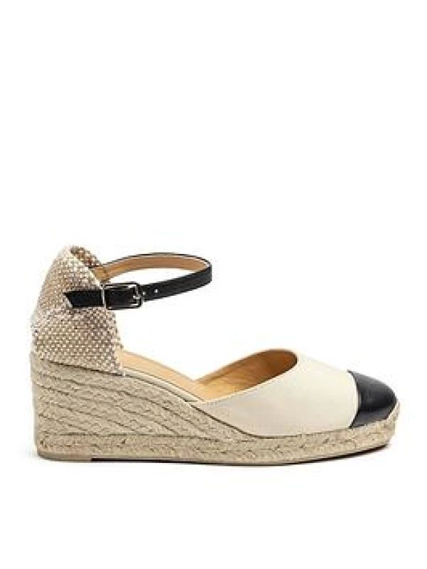 Image of CASTANER Coraline Wedge Espadrilles Ivory/Black Women 41 (7);39 (5.5 to 6);38 (5)