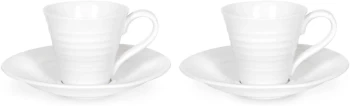 Image of Portmeirion Sophie Conran Set Of 2 Espresso Cups & Saucers, White