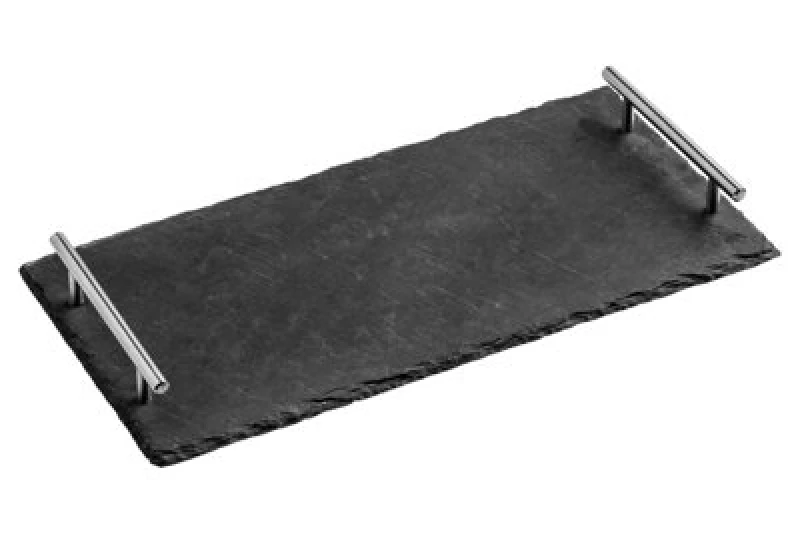 Image of Premier Housewares Slate Tray With Stainless Steel Handles Grey