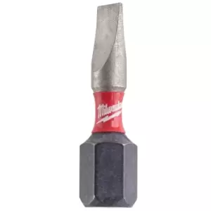 Image of Milwaukee Shockwave Impact Duty Slotted Screwdriver Bits 4.5mm 25mm Pack of 2