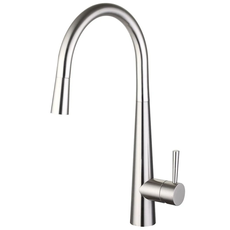 Image of Balterley Contemporary Pull Out Kitchen Mixer Tap, Brushed Nickel in Silver Silver Unisex