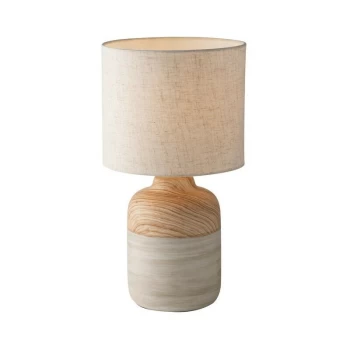 Image of Fan Europe Lighting - Fan Europe Woody - Ceramic Table Lamp with fabric shade, Natural Wood Sand, E27