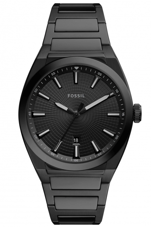 Image of Fossil Black 'Everett 3 Hand' Sports Watch - FS5824