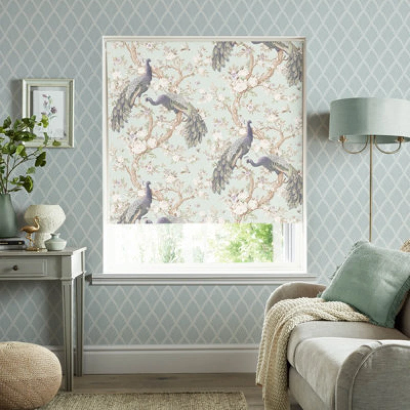 Image of Laura Ashley Belvedere Thermal Blackout Ready Made Roller Blind Duckegg