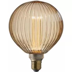 Image of Loops - 2.5W E27 LED Light Bulb - Amber Tinted Ribbed Glass Lamp - 1800k Warm White