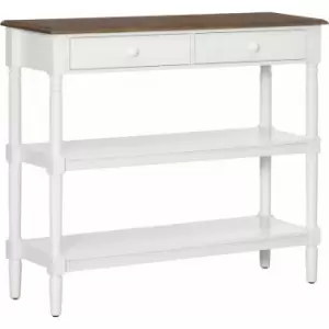 Image of Console Table with Storage Shelves and Drawers for Living Room, Entryway - White - Homcom