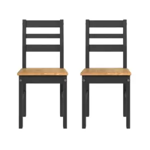 Image of Pair Black Dining Chairs Wooden Back Dining Kitchen Home Furniture Seating