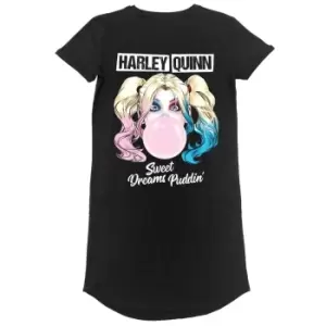 Image of Batman Womens/Ladies Sweet Dreams Puddin Harley Quinn T-Shirt Dress (M) (Black)