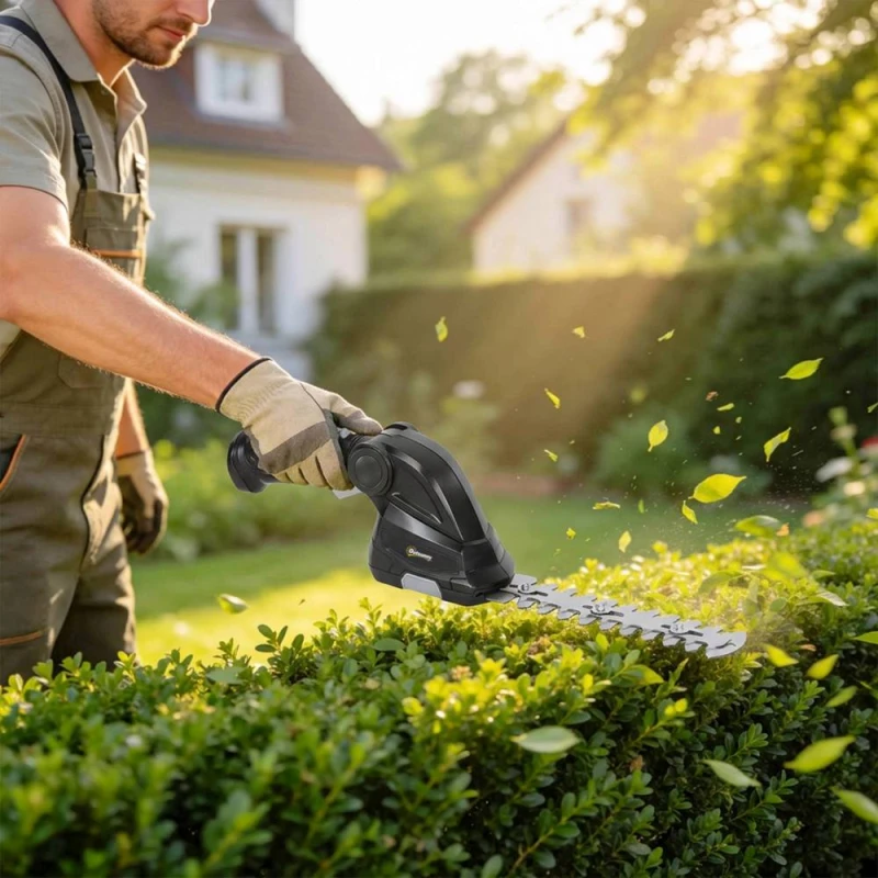 Image of OUTSUNNY 2-in-1 Cordless Hedge Trimmer & Grass Shear with 2000mAh Batteries in Black Unisex