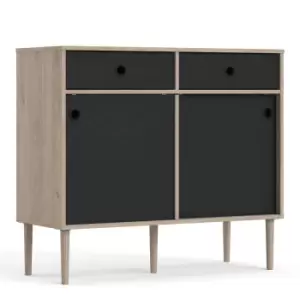 Image of Rome Sideboard with 2 Sliding Doors and 2 Drawers, black