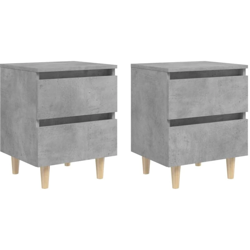 Image of VIDAXL Bed Cabinets & Solid Pinewood Legs 2 pcs Concrete Grey 40x35x50cm vidaXL 8720286356692