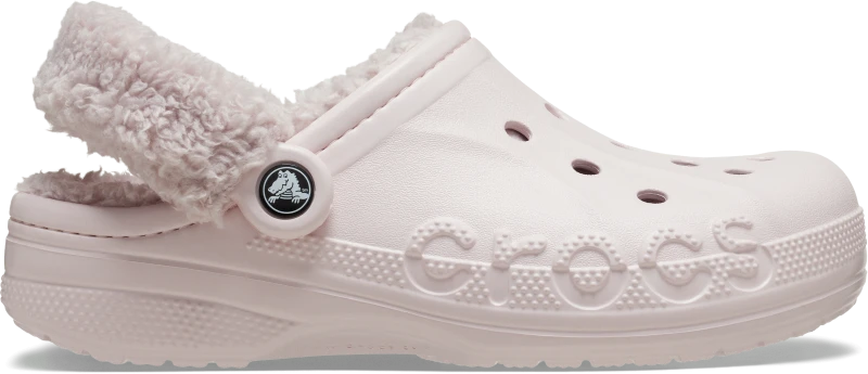Image of Crocs Unisex Baya Lined Fuzz-Strap Clogs Barely Pink W4/M3