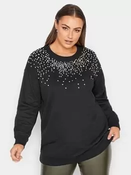 Image of Yours Embellished Sweatshirt - Black, Size 20, Women