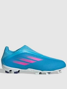 Image of adidas Junior X Laceless Speedflow.3 Firm Ground Football Boots - Blue Size 5.5