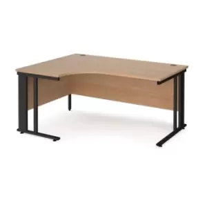Image of Office Desk Left Hand Corner Desk 1600mm Beech Top With Black Frame 1200mm Depth Maestro 25 MCM16ELKB