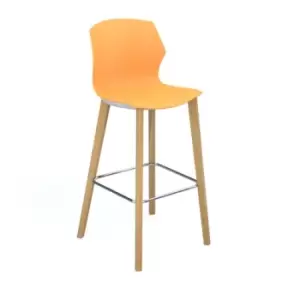 Image of Roscoe high stool with natural oak legs and plastic shell - warm yellow