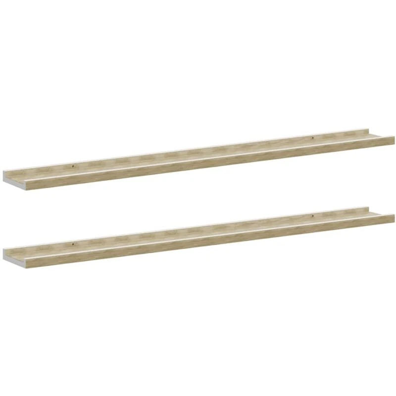 Image of VIDAXL Vidaxl - Wall Shelves 2 pcs White and Sonoma Oak 100x9x3cm 8720286417935