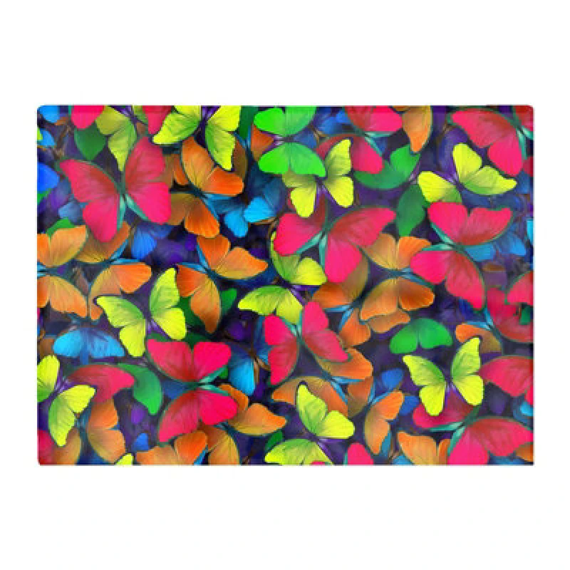 Image of Warren Reed Designer Rainbow Butterflies Glass Chopping Board