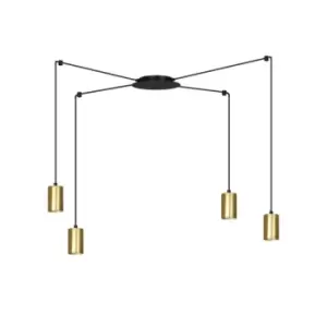 Image of Emibig Traker Black/Gold Cluster Pendant Ceiling Light 4x GU10