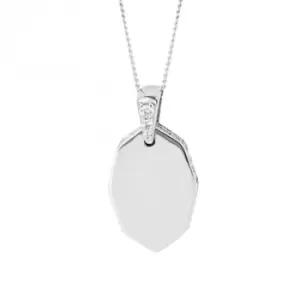 Image of Elongated Octagon Tag Zirconia Bale Edge Pendant P5259