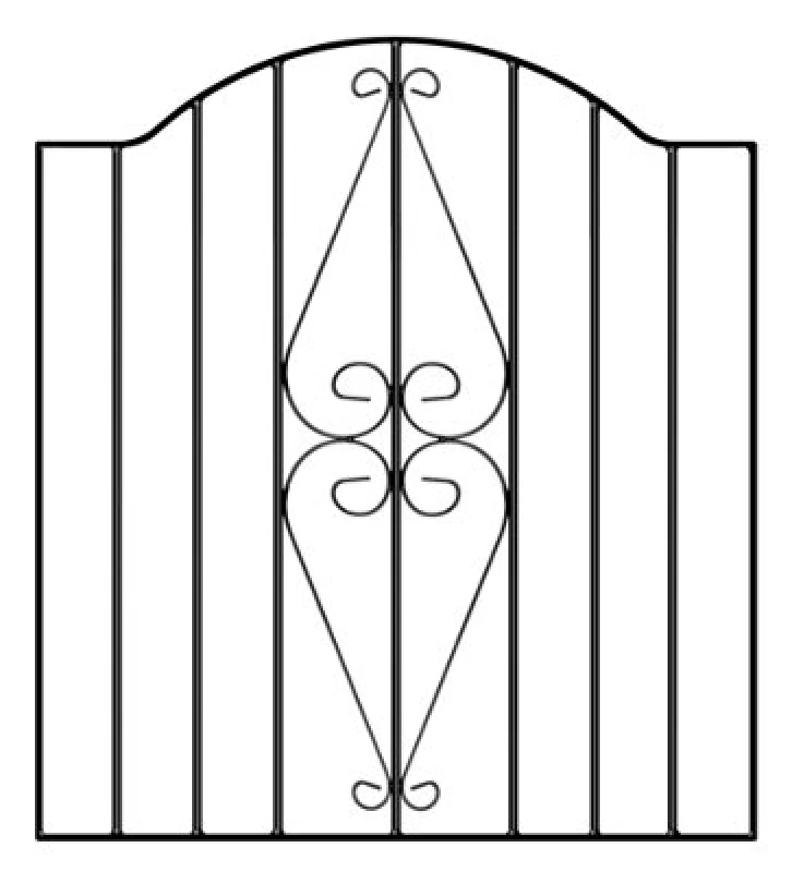 Image of Burbage Iron Craft Stira Scroll Low Bow Top Metal Garden Gate 955mm Gap X 942mm High Hesc