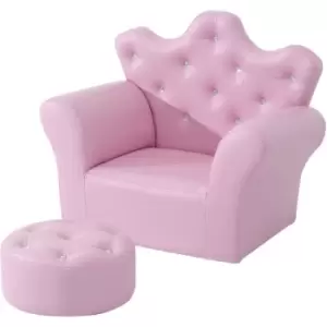 Image of Homcom - 2 PCS Kids Sofa and Ottoman Child Size Armchair for Girls Age 3 -7 Pink