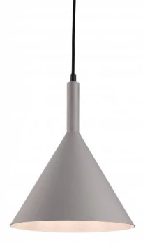 Image of 1 Light Dome Ceiling Pendant Grey with White Inside, E27