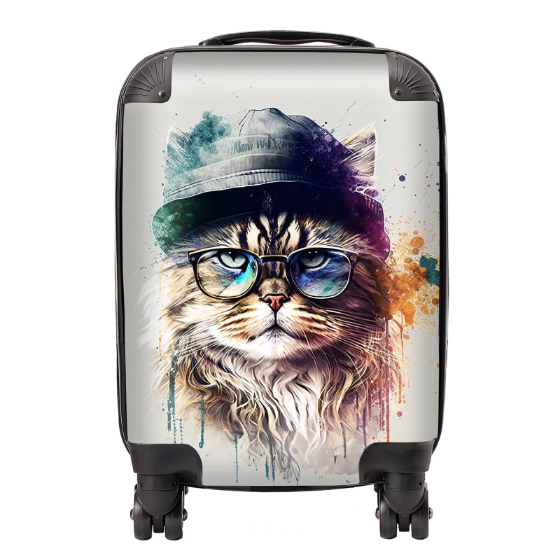Image of Warren Reed - Designer Siberian Cat Face Splashart Suitcase Size: Large Multicolor Unisex Large