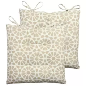 Image of Furn. Geometric Mosaic Pintuck Polyester Filled Seat Pads With Ties (pack Of 2) Cotton Natural