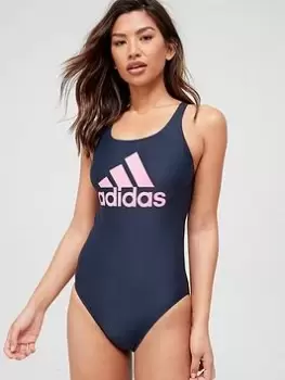 Image of adidas Sh3.Ro Badge Of Sport Swimsuit - Navy, Size 34, Women