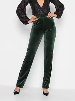 Image of Long Tall Sally Dark Green Wide Leg Velvet Trouser, Green, Size 16, Women