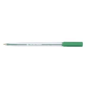 Image of 5 Star Office Ball Pen Clear Barrel Medium 1.0mm Tip 0.7mm Line Green Pack of 20