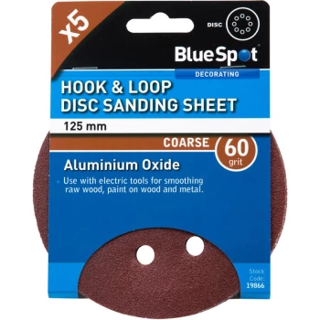 Image of Bluespot - 19866 125mm 5 Pack 60 Grit Sanding Disc