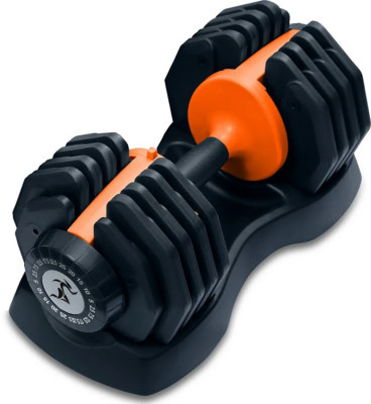 Image of STRONGOLOGY Strongology Urban25 Home Fitness Black and Orange Adjustable Smart Dumbbell from 2.5kg upto 25kg Training Weights Dumbbell 25Kg Urban Oran
