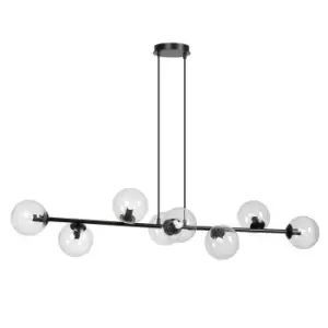 Image of Rossi Black Globe Pendant Ceiling Light with Clear Glass Shades, 8x E14