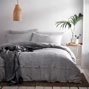 Image of The Linen Yard Holbury Grey 100% Cotton Duvet Cover and Pillowcase Set Grey and White